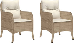 vidaXL - Tuinstoelen - 2 - st - met - kussens - poly - rattan - beige