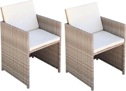 vidaXL - Tuinstoelen - 2 - st - met - kussens - poly - rattan - beige