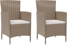 vidaXL - Tuinstoelen - 2 - st - met - kussens - poly - rattan - beige