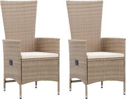 vidaXL - Tuinstoelen - 2 - st - met - kussens - poly - rattan - beige