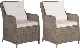 vidaXL - Tuinstoelen - 2 - st - met - kussens - poly - rattan - bruin
