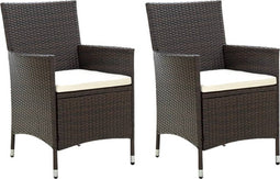 vidaXL - Tuinstoelen - 2 - st - met - kussens - poly - rattan - bruin