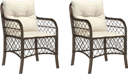 vidaXL - Tuinstoelen - 2 - st - met - kussens - poly - rattan - bruin