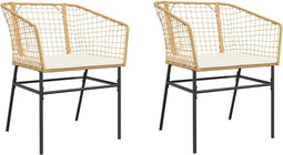 vidaXL - Tuinstoelen - 2 - st - met - kussens - poly - rattan - bruin