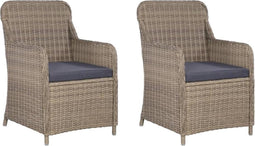 vidaXL - Tuinstoelen - 2 - st - met - kussens - poly - rattan - bruin
