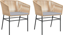 vidaXL - Tuinstoelen - 2 - st - met - kussens - poly - rattan - bruin