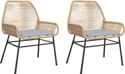 vidaXL - Tuinstoelen - 2 - st - met - kussens - poly - rattan - bruin