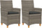 vidaXL - Tuinstoelen - 2 - st - met - kussens - poly - rattan - en - massief - hout - grijs