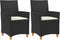 vidaXL - Tuinstoelen - 2 - st - met - kussens - poly - rattan - en - massief - hout - zwart