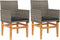 vidaXL - Tuinstoelen - 2 - st - met - kussens - poly - rattan - en - massief - hout - grijs