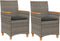 vidaXL - Tuinstoelen - 2 - st - met - kussens - poly - rattan - en - massief - hout - grijs