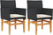 vidaXL - Tuinstoelen - 2 - st - met - kussens - poly - rattan - en - massief - hout - zwart