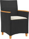 vidaXL - Tuinstoelen - 2 - st - met - kussens - poly - rattan - en - massief - hout - zwart
