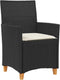 vidaXL - Tuinstoelen - 2 - st - met - kussens - poly - rattan - en - massief - hout - zwart