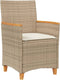 vidaXL - Tuinstoelen - 2 - st - met - kussens - poly - rattan - en - massief - hout - beige