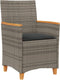 vidaXL - Tuinstoelen - 2 - st - met - kussens - poly - rattan - en - massief - hout - grijs