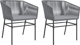 vidaXL - Tuinstoelen - 2 - st - met - kussens - poly - rattan - grijs