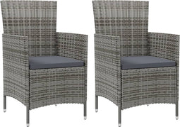 vidaXL - Tuinstoelen - 2 - st - met - kussens - poly - rattan - grijs