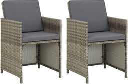 vidaXL - Tuinstoelen - 2 - st - met - kussens - poly - rattan - grijs