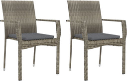 vidaXL - Tuinstoelen - 2 - st - met - kussens - poly - rattan - grijs