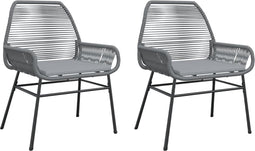 vidaXL - Tuinstoelen - 2 - st - met - kussens - poly - rattan - grijs