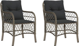 vidaXL - Tuinstoelen - 2 - st - met - kussens - poly - rattan - grijs