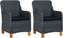 vidaXL - Tuinstoelen - 2 - st - met - kussens - poly - rattan - donkergrijs