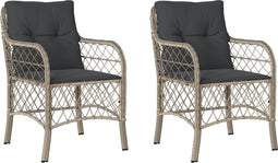 vidaXL - Tuinstoelen - 2 - st - met - kussens - poly - rattan - lichtgrijs