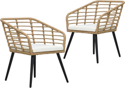 vidaXL - Tuinstoelen - 2 - st - met - kussens - poly - rattan - eikenkleurig