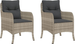 vidaXL - Tuinstoelen - 2 - st - met - kussens - poly - rattan - lichtgrijs