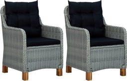vidaXL - Tuinstoelen - 2 - st - met - kussens - poly - rattan - lichtgrijs