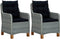 vidaXL - Tuinstoelen - 2 - st - met - kussens - poly - rattan - lichtgrijs