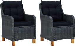 vidaXL - Tuinstoelen - 2 - st - met - kussens - poly - rattan - donkergrijs