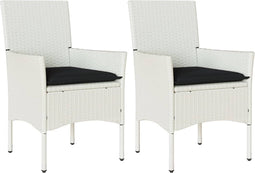 vidaXL - Tuinstoelen - 2 - st - met - kussens - poly - rattan - wit