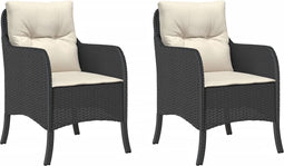 vidaXL - Tuinstoelen - 2 - st - met - kussens - poly - rattan - zwart