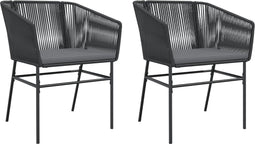 vidaXL - Tuinstoelen - 2 - st - met - kussens - poly - rattan - zwart