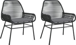 vidaXL - Tuinstoelen - 2 - st - met - kussens - poly - rattan - zwart