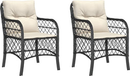 vidaXL - Tuinstoelen - 2 - st - met - kussens - poly - rattan - zwart