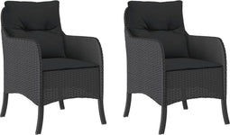 vidaXL - Tuinstoelen - 2 - st - met - kussens - poly - rattan - zwart