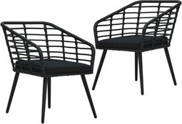 vidaXL - Tuinstoelen - 2 - st - met - kussens - poly - rattan - zwart