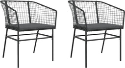 vidaXL - Tuinstoelen - 2 - st - met - kussens - poly - rattan - zwart