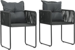 vidaXL - Tuinstoelen - 2 - st - met - kussens - poly - rattan - zwart