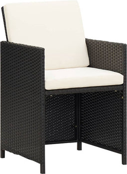 vidaXL - Tuinstoelen - 2 - st - met - kussens - poly - rattan - zwart