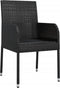 vidaXL - Tuinstoelen - 2 - st - met - kussens - poly - rattan - zwart