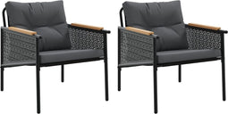 vidaXL - Tuinstoelen - 2 - st - met - kussens - staal - zwart