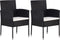 vidaXL - Tuinstoelen - 2 - st - met - witte - kussens - poly - rattan - zwart
