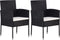 vidaXL - Tuinstoelen - 2 - st - met - witte - kussens - poly - rattan - zwart