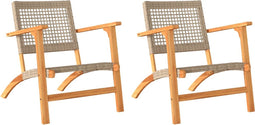 vidaXL - Tuinstoelen - 2 - st - poly - rattan - en - acaciahout - beige