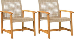 vidaXL - Tuinstoelen - 2 - st - poly - rattan - en - acaciahout - beige