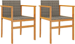 vidaXL - Tuinstoelen - 2 - st - poly - rattan - en - massief - hout - grijs